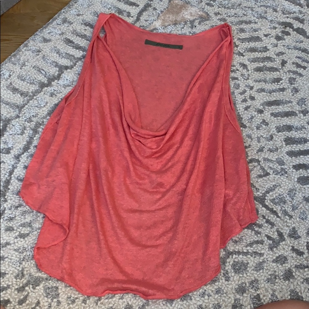 Peach Enza Costa Scoop neck linen blouse